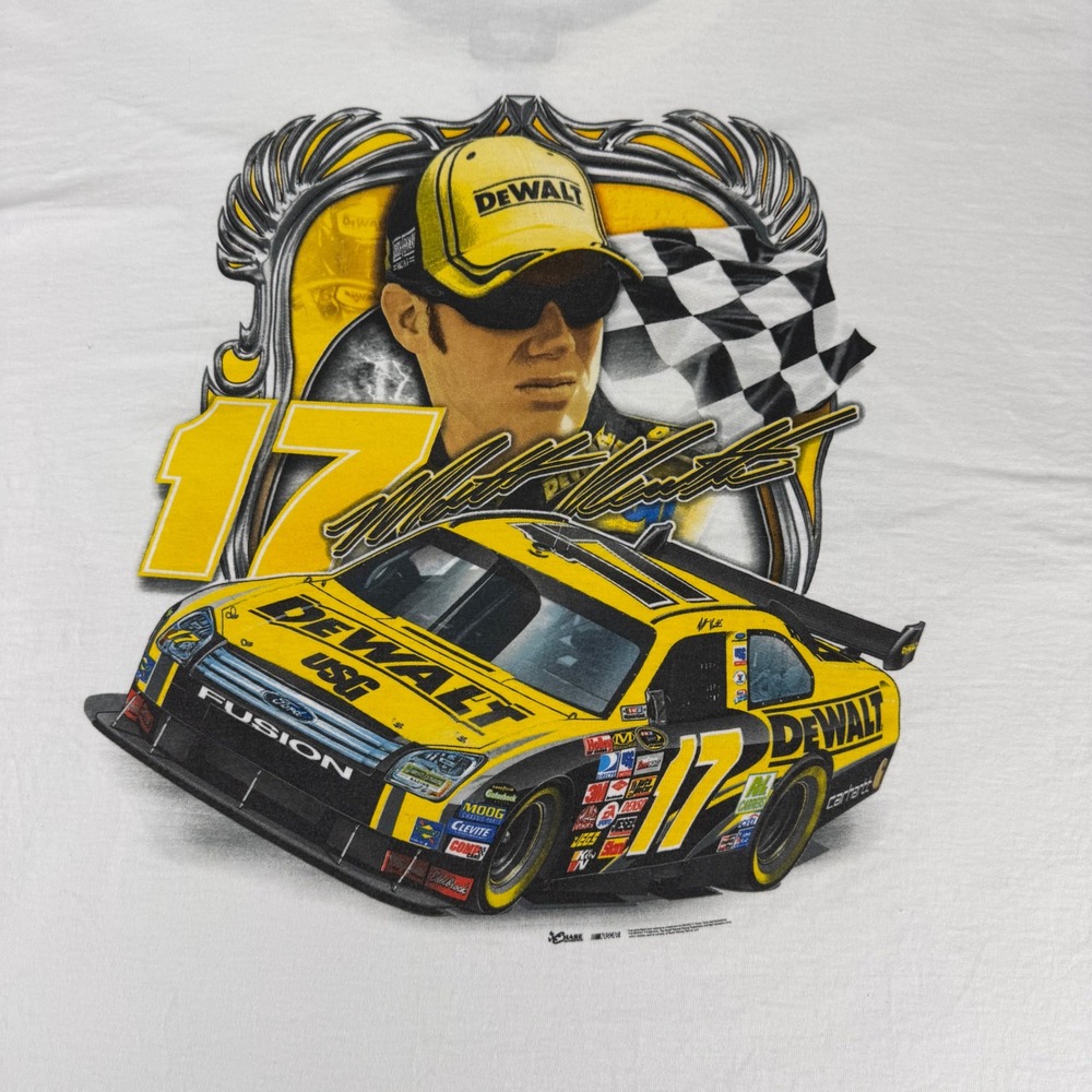 Vintage Matt Kenseth NASCAR T Shirt Mens 2XL White DeWalt Roush Fenway Racing 17 - Picture 4 of 16